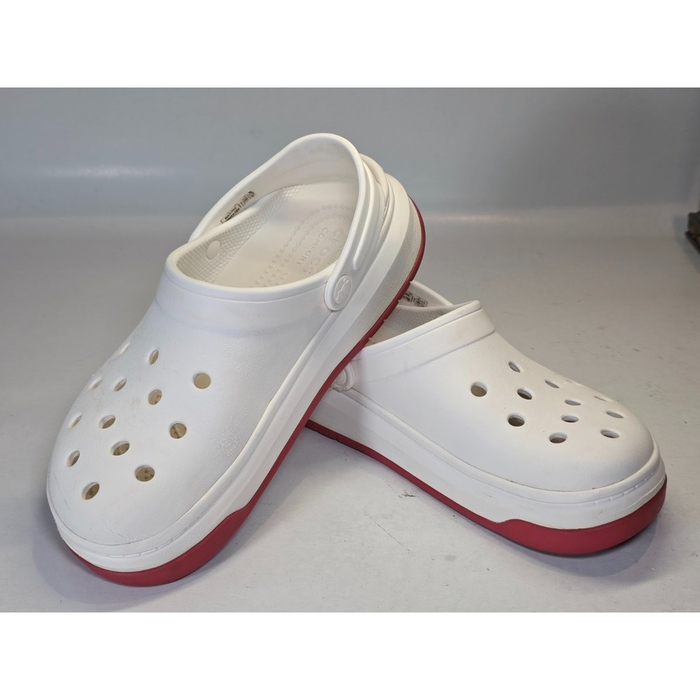 Crocs Crocband Men's Shoes Size 7 Women's 9 White Red Slip On Clog 206122